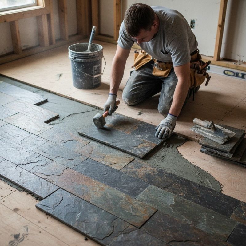Slate Tile Floor Installation