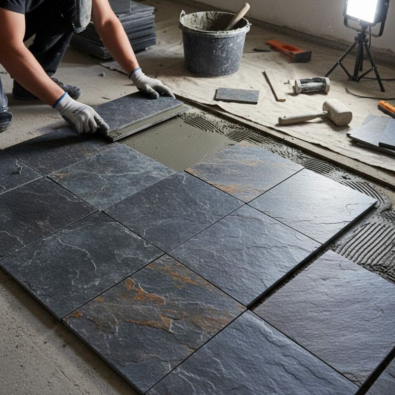 Slate Tile Floor Installation